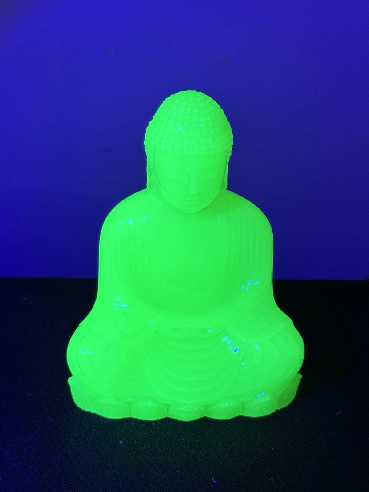 antique PV France uranium Glass Vaseline opaline Glass Buddha 🚨🚨Rare🚨🚨