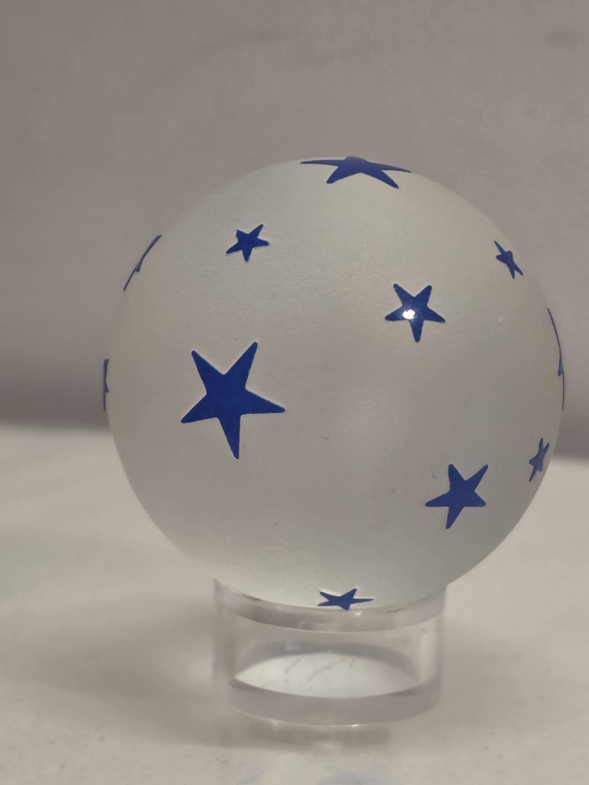 Pair Of Harry Bessett Frosted Cameo Marbles Paperweights Blue Stars and Unity