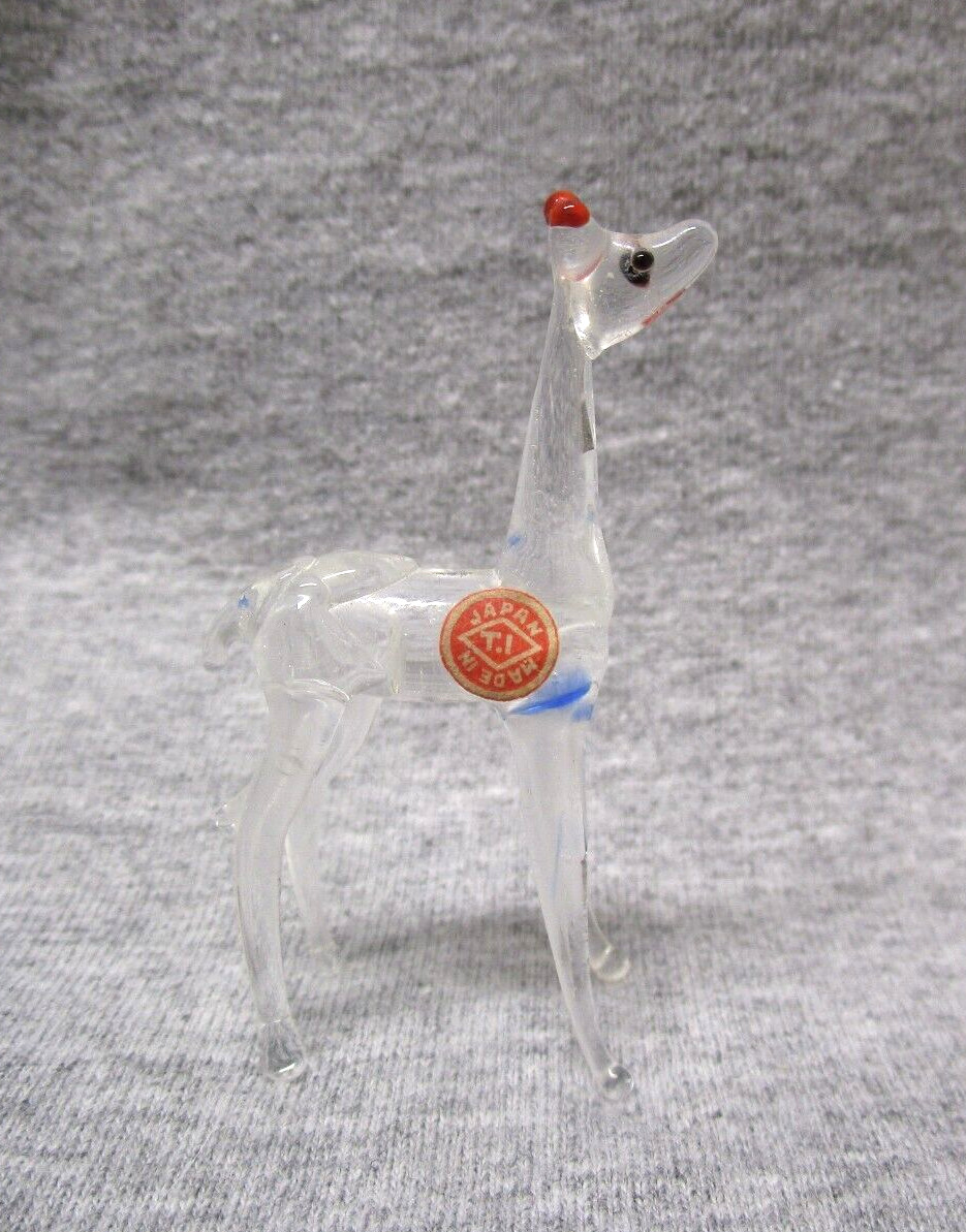 Handcrafted, Clear Blown Glass Figurine, Giraffe, Brown Ears
