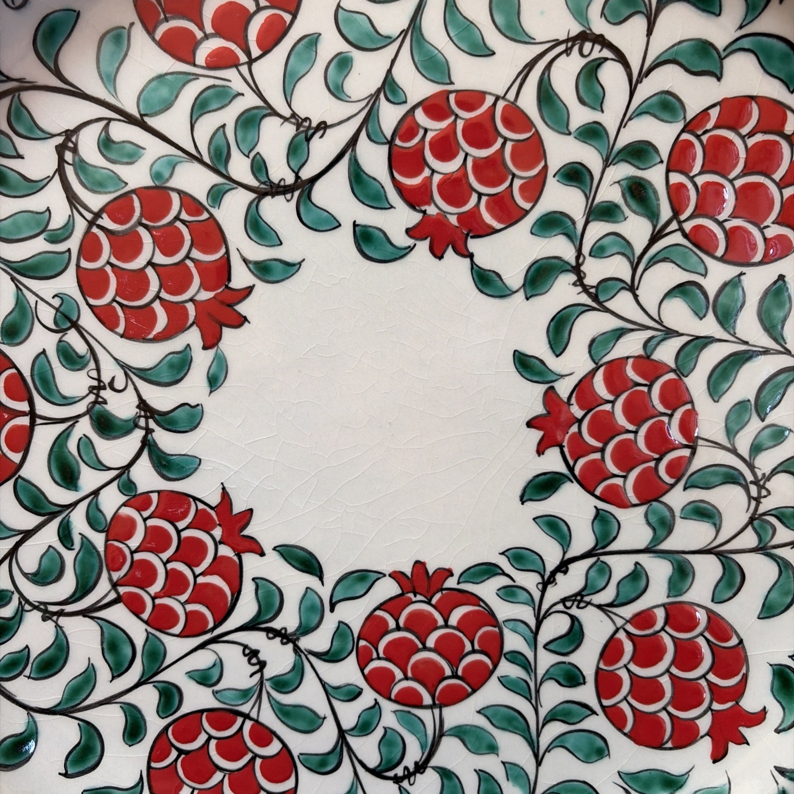 Meliha Coskun Turkish Ceramic Plate Pomegranate Signed 11 3/4”