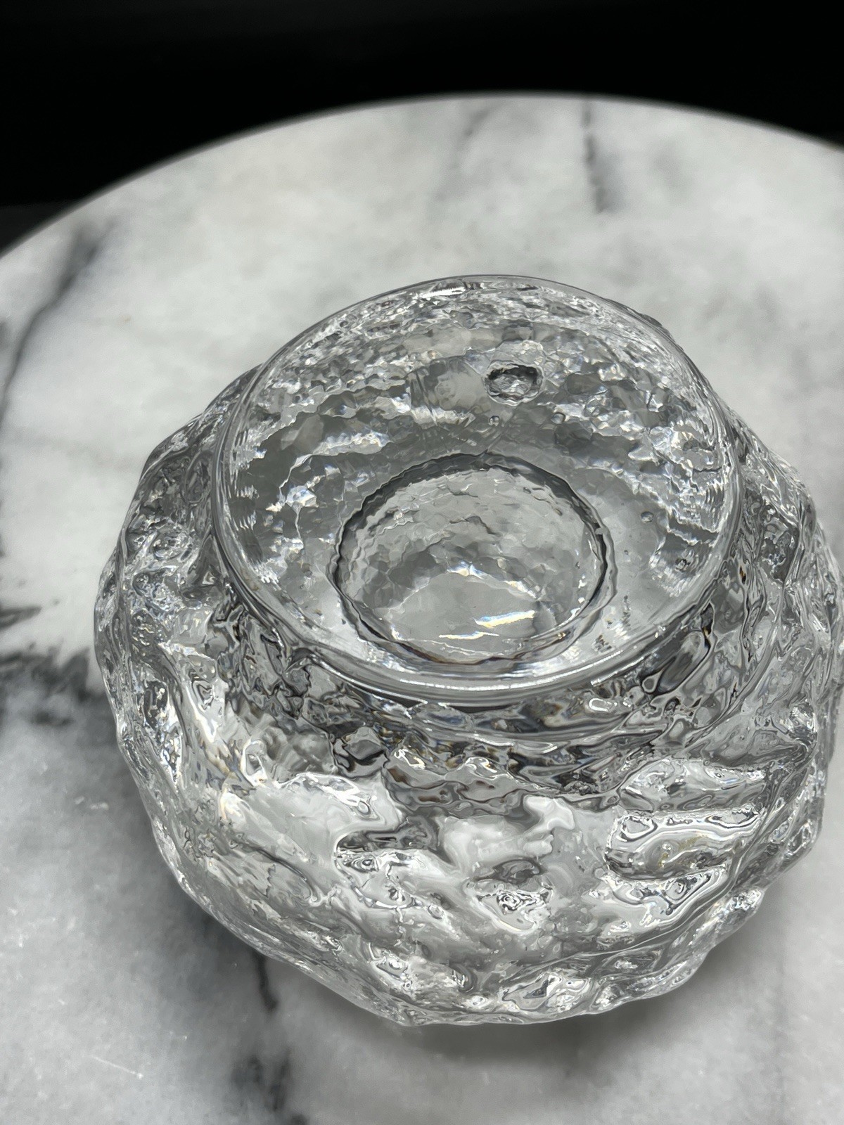 Kosta Boda Crystal 3.5″ Snowball Votive Tea Light Candle Holder Sweden MCM Vtg