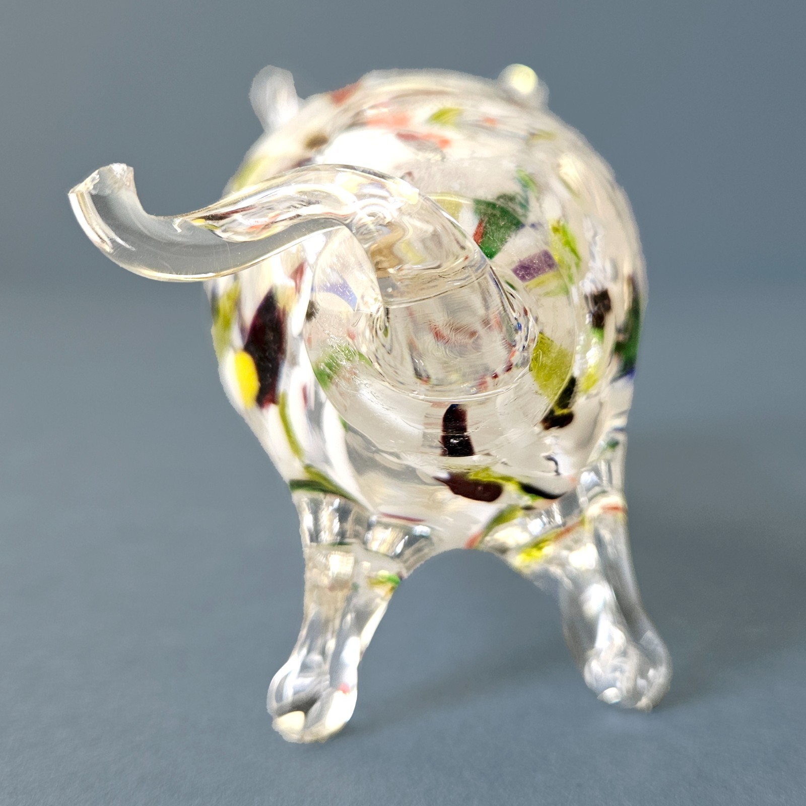 Art Glass Pig Hog Boar Multi Color Paperweight (AS-IS: Chipped Tail Tip)