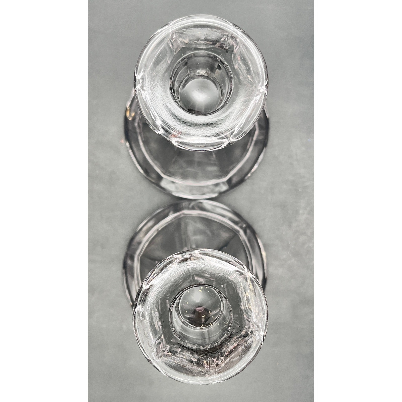 Vtg Pressed Glass Candlestick Holders Pair Fluted Pedestal Taper Set 6.5in