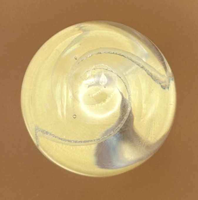 Midsummer Glassmakers England 3-1/2” Paperweight White Spiral Twist with Bubbles