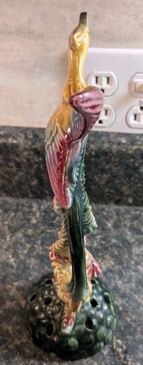 MCM Hull Bird Of Paradise Flower Frog 10.5” Ohio Art Pottery Beak Damage
