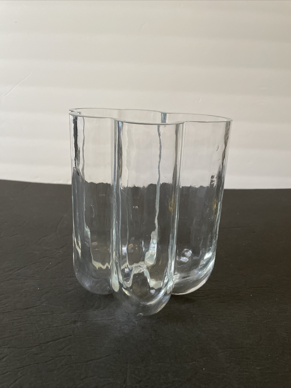 Signed Sea Glass Bruk Sweden Rune Strand Pauline 7″ Clear Textured Glass Vase