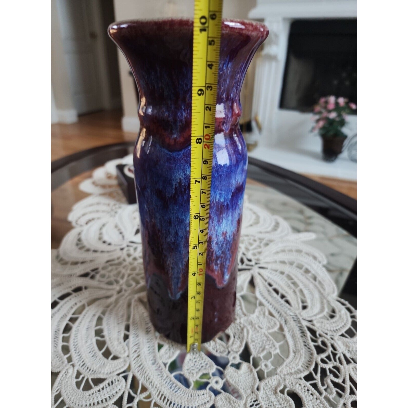 Vintage Art Pottery Vase Drip Glaze 10 inches