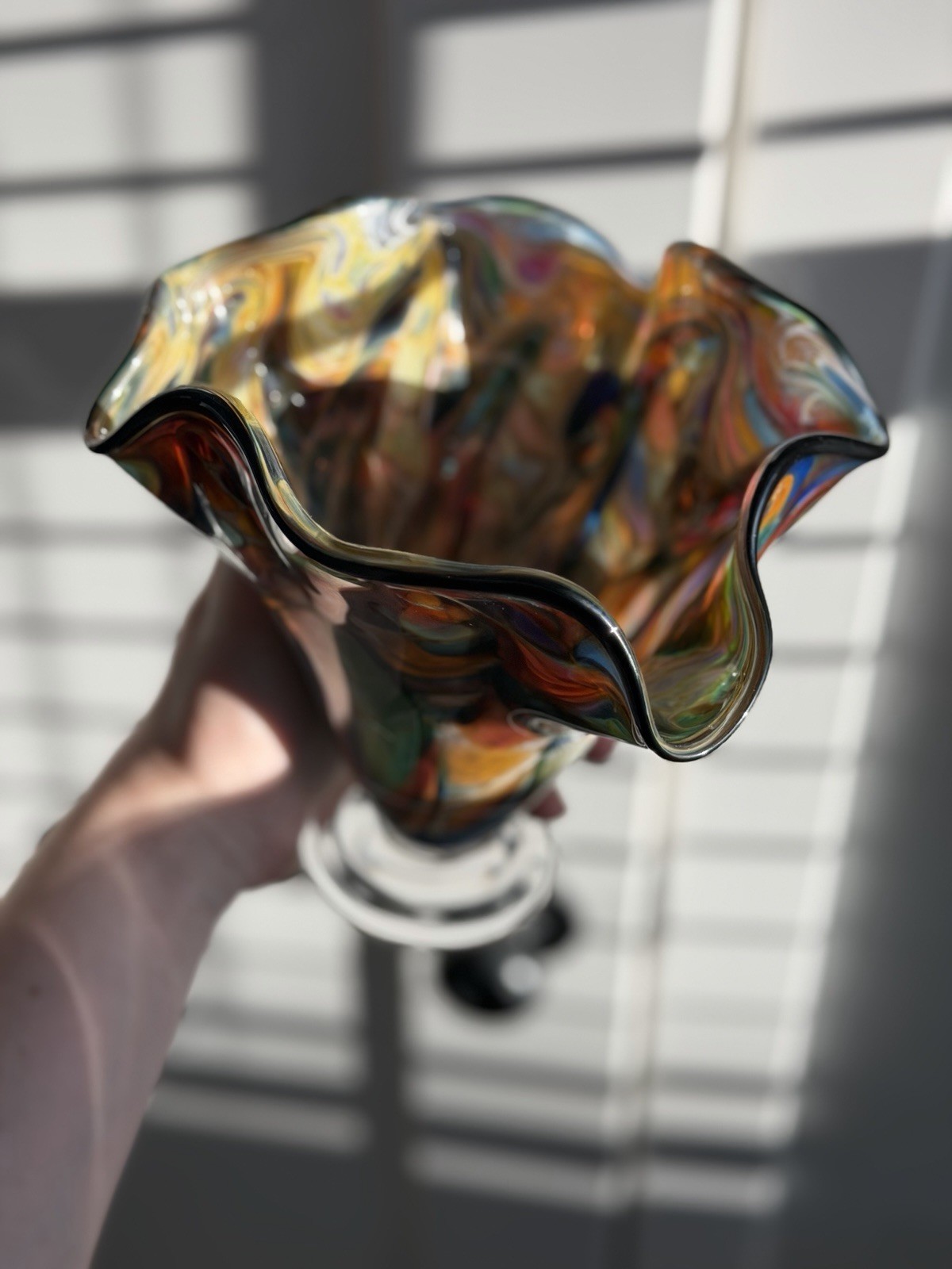 Venetian Style Blown Glass Vase by The Glass Forge, original mint condition