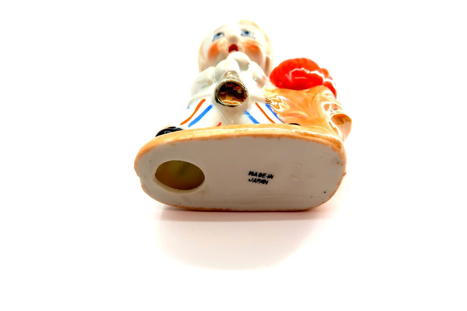 Vintage GIRL w/ INSTRUMENT Lusterware TOOTHPICK HATPIN HOLDER Japan 4.5″ Tall
