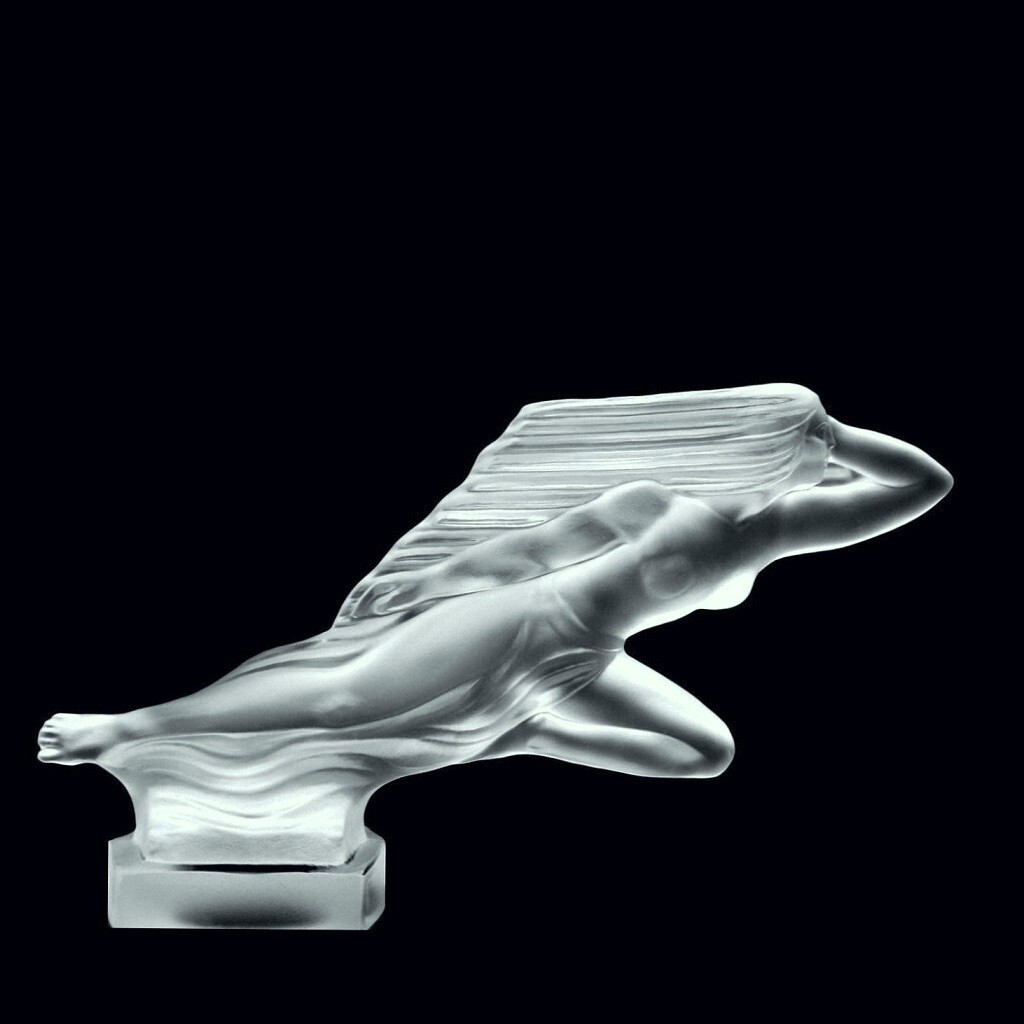 French Art Deco Glass Car Mascot ‘ Lady In The Wind ‘ Sculpture 1930’ H.Hoffmann