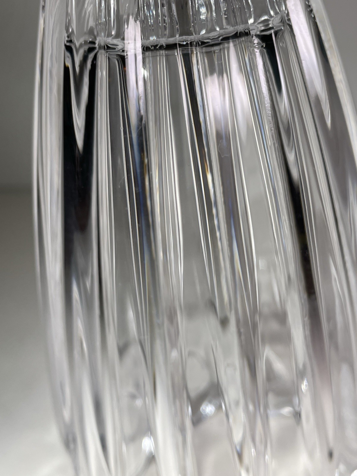 Vintage Heavy Ribbed Cut Crystal Vase Clear 7-3/8” Hearts Pattern Scalloped Rim