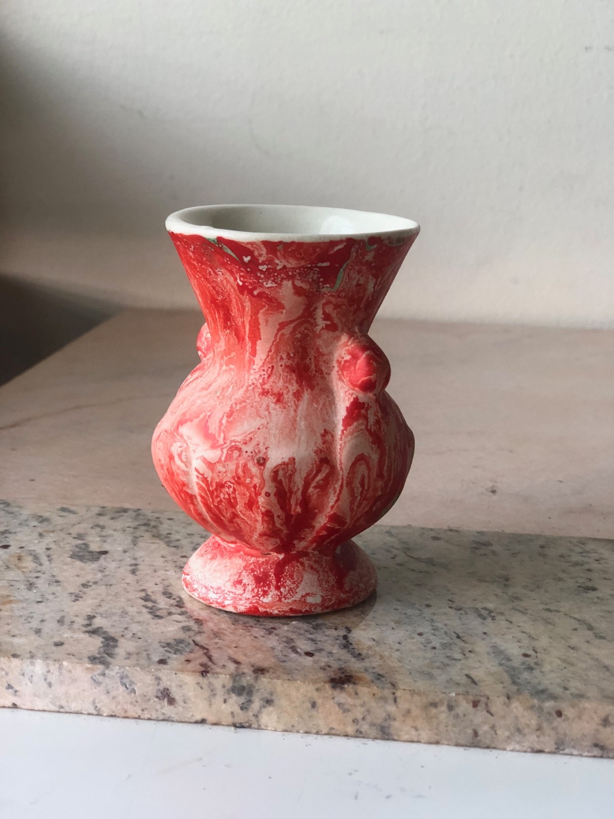 Morton Art Pottery Miniature Vase End of Day Vintage 1930s Scarlet Swirl Pattern