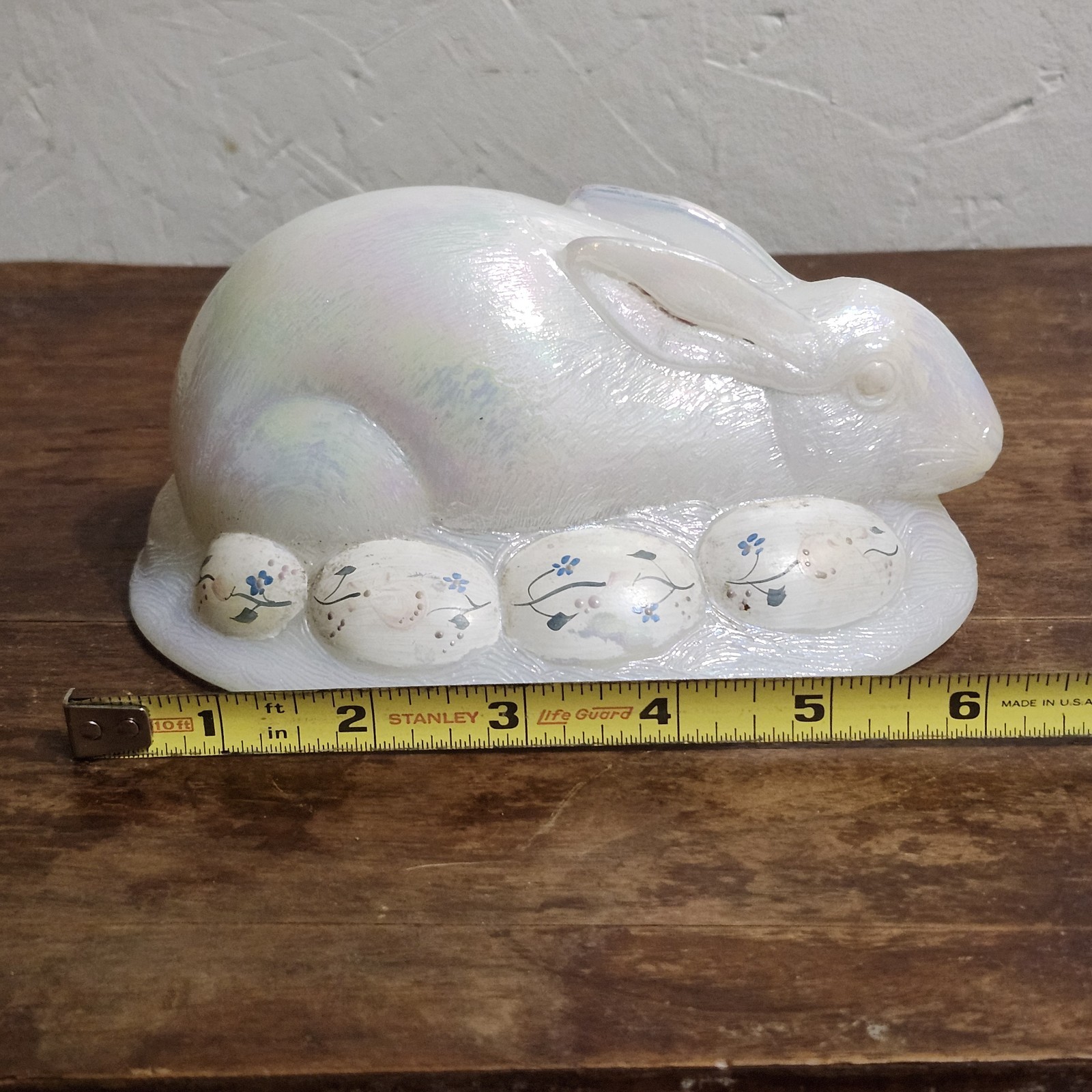 Fenton Glass Handpainted Signed White Bunny On Nest REPLACEMENT LID ONLY READ