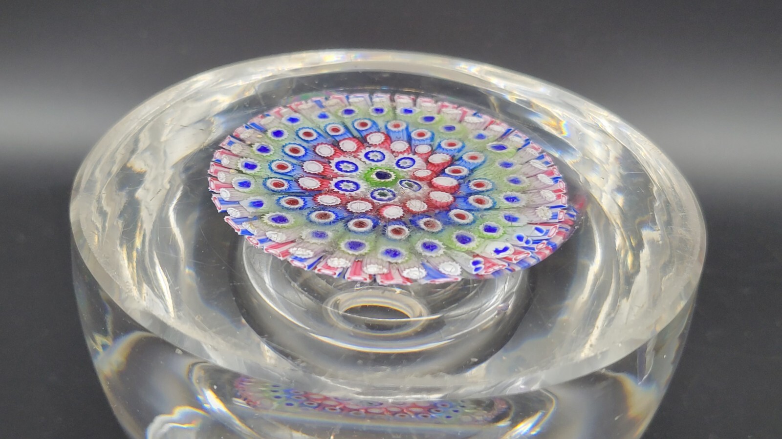 Antique Heavy Handblown Millefiori Inkwell Paperweight