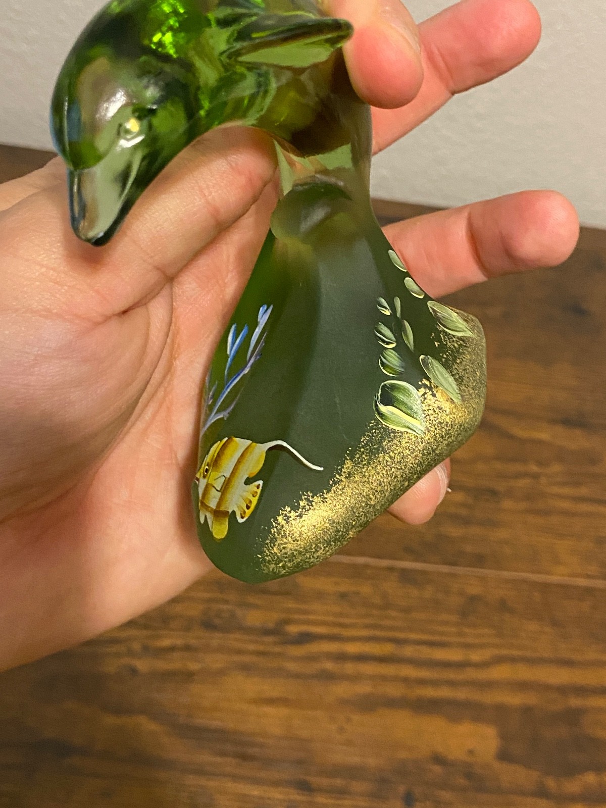 LIMITED EDITION FENTON Green Dolphin On Wave Figurine SIGNED #262/2500 3.75″H