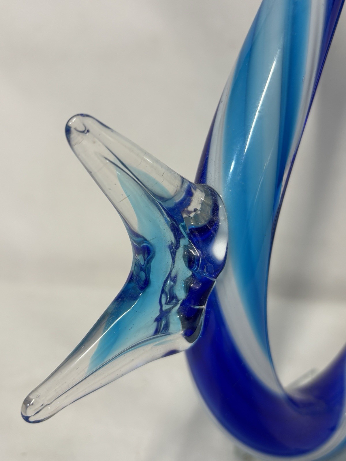 Murano Glassware 12 Inch Blue Purple White Tropical Fish Figurine Art Beauty!