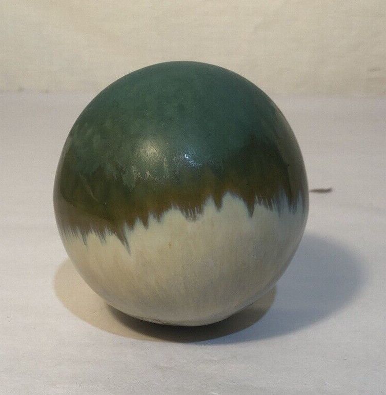 Modern Rustic Ocean Green Pottery Round Sphere Orb 4”