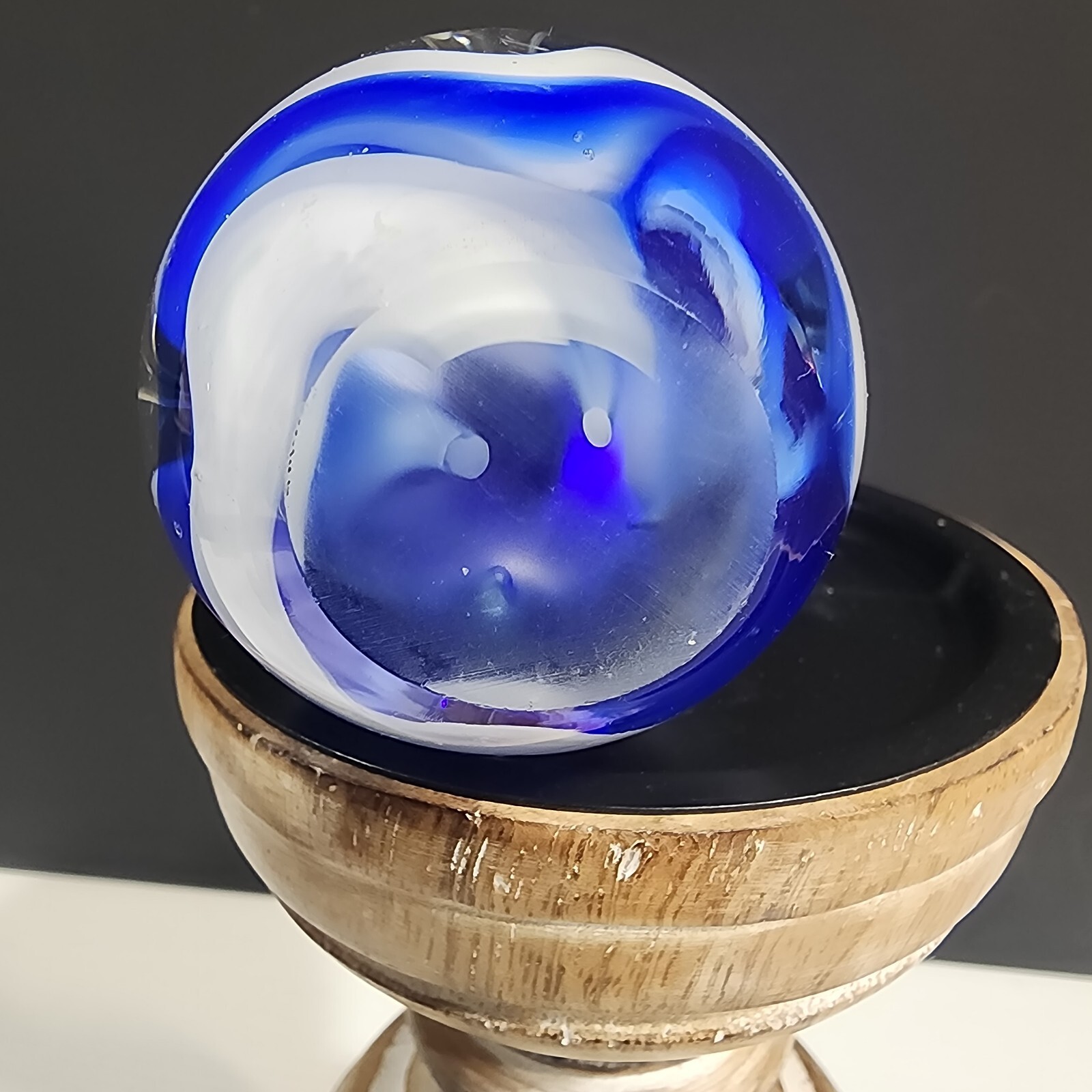 2 Vintage Glass Paperweights ~ Swirl Art Glass ~Egg Shaped