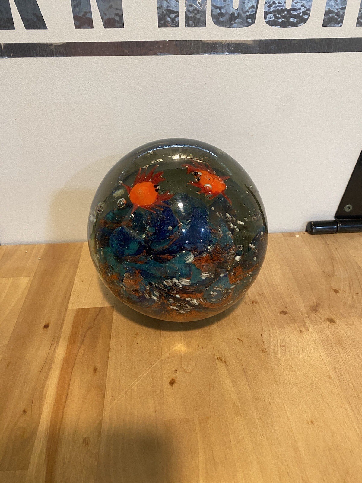 Large Art Glass Paperweight Underwater Scene Crabs Ocean Heavy 8 Lbs