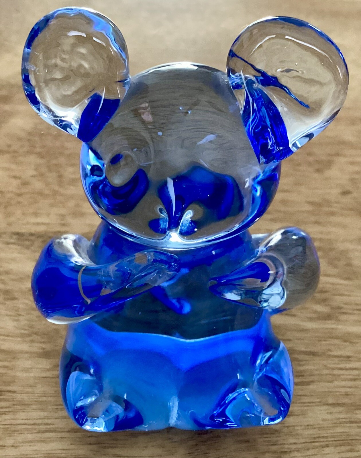 Blue Art Glass Paperweight, Bear/Mouse, US Commemorative Fine Art Gallery