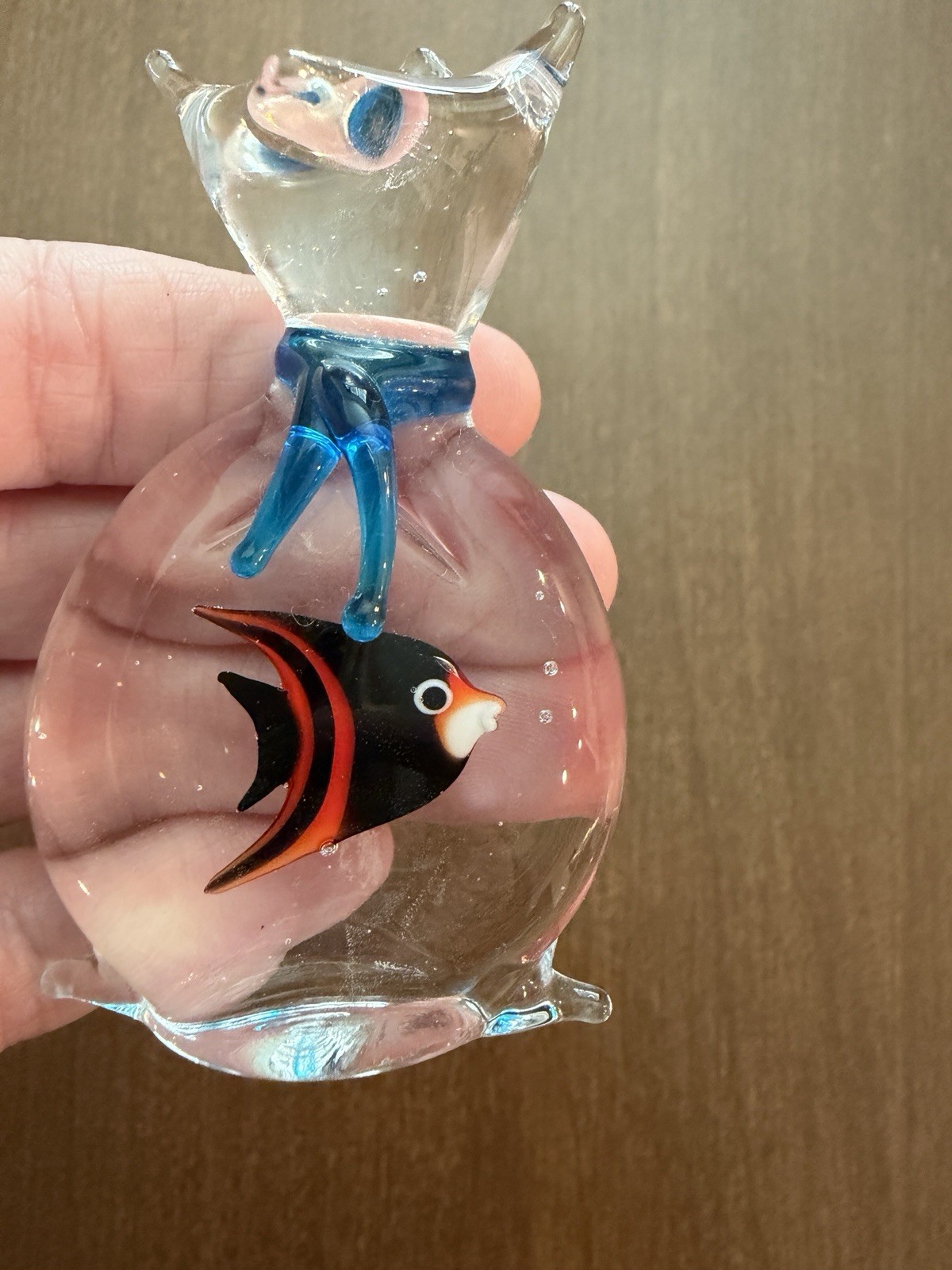 Art Glass Fish Paperweight Clear Drawstring Bag Fair Prize Decor