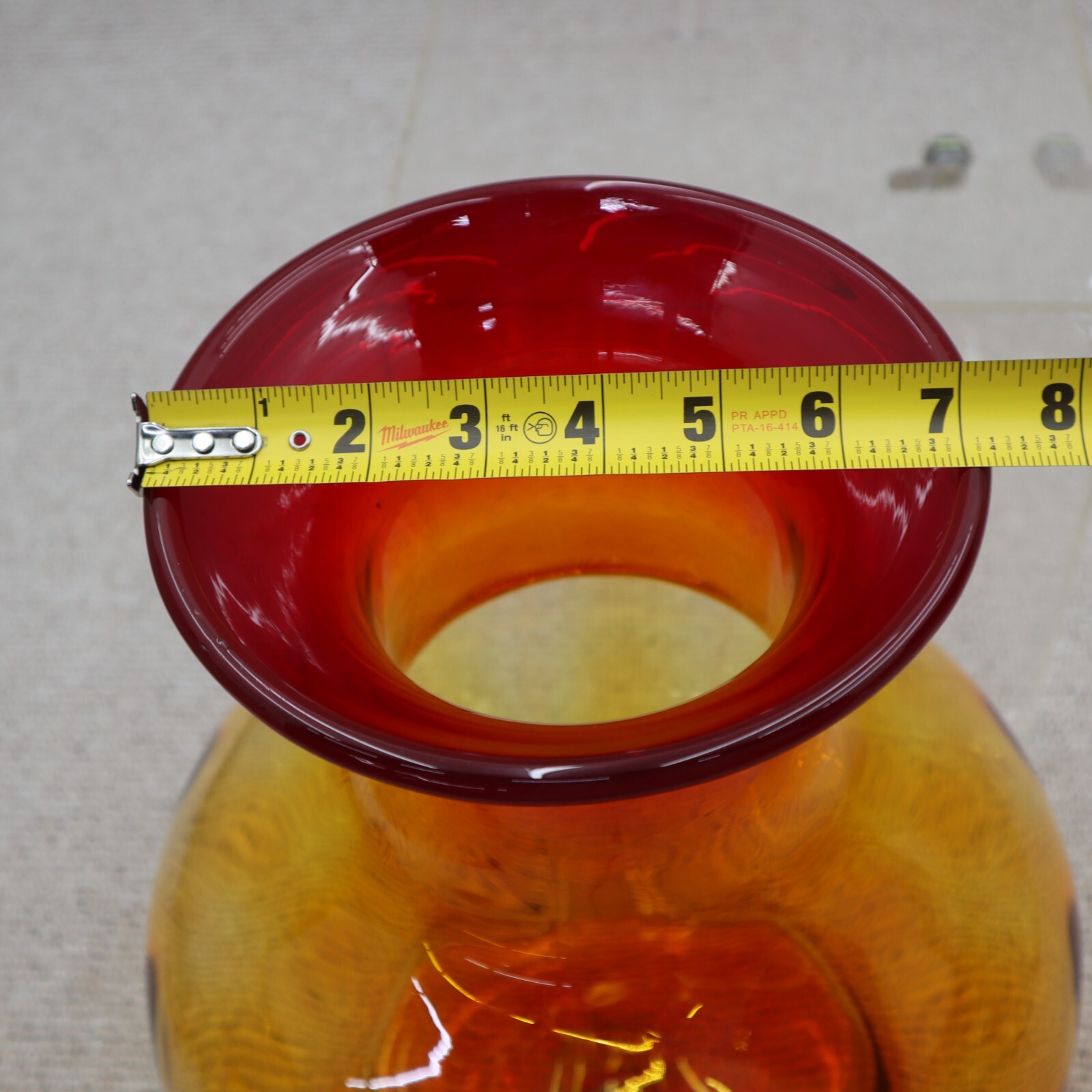 Blenko Large Vintage Piece 13 1/2 Inches Tall 12 Wide Tangerine Colored 6952