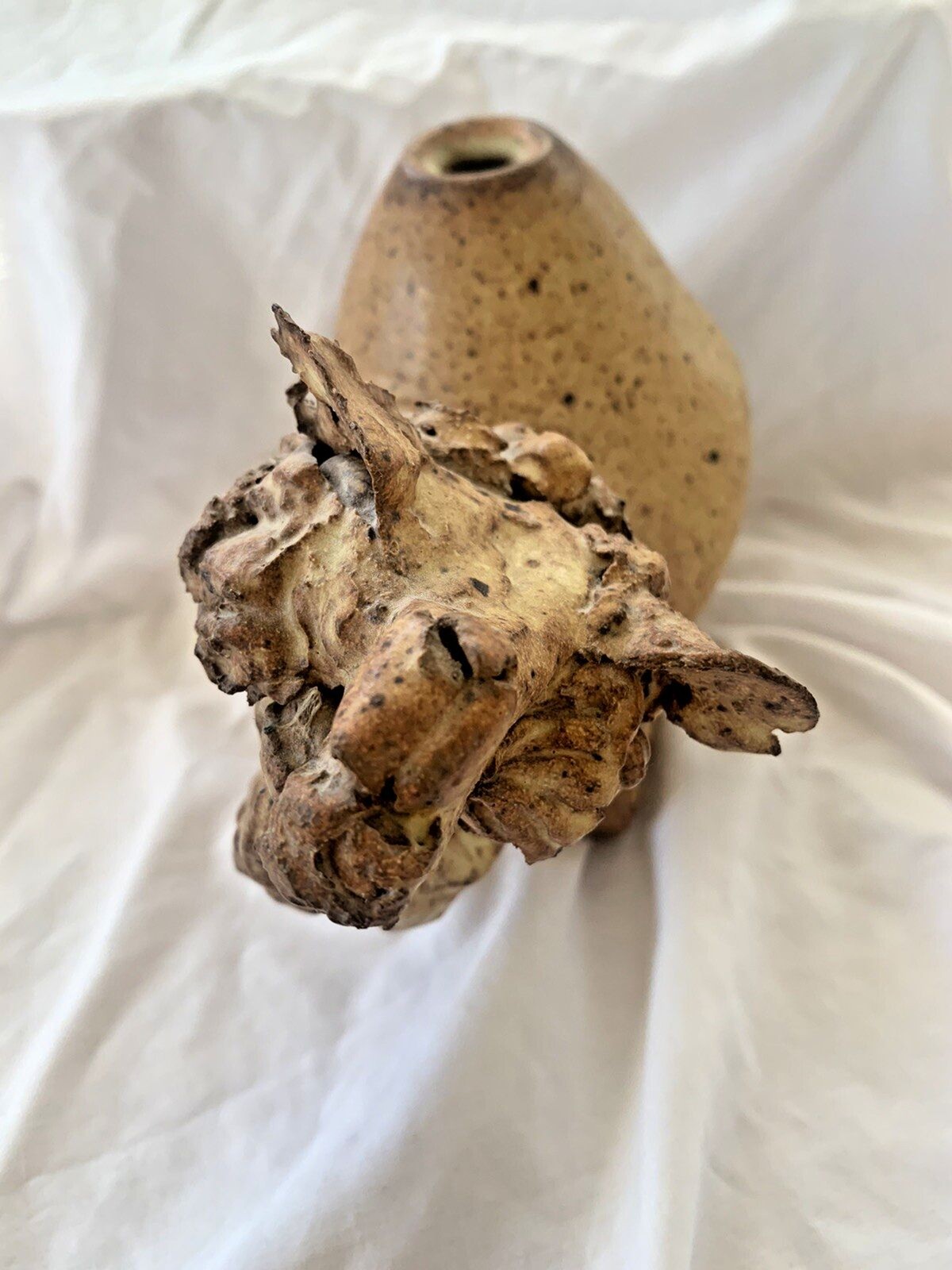 VTG Handmade Camel Sculpture Art Pottery Large Heavy Rustic Primitive 9.5”