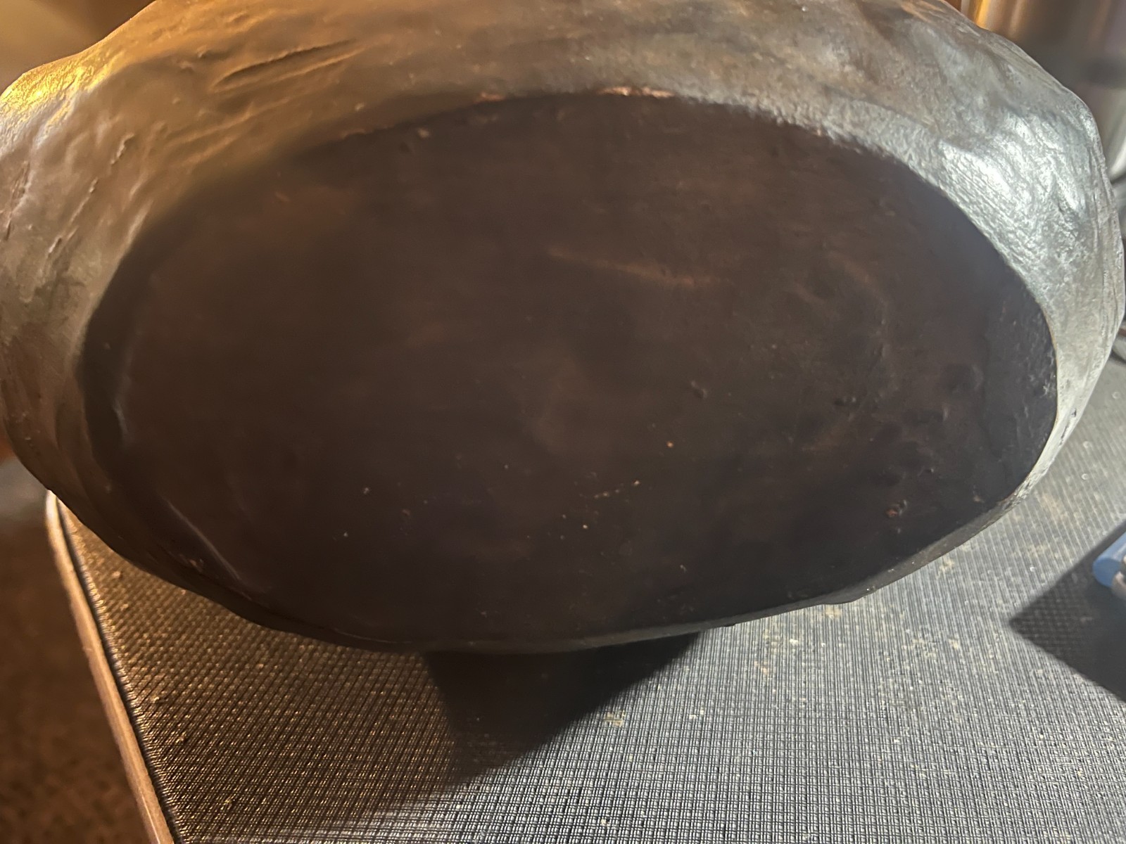 Large Dark Chocolate Brown Hob Knob Style Pottery Vase