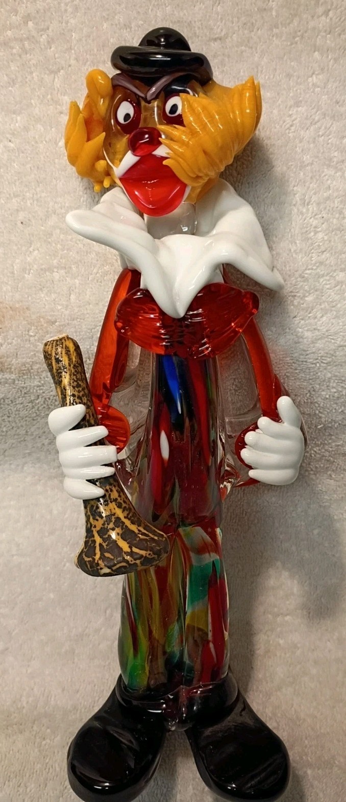 Vtg Large 12″ Murano Glass Musician Clown Figurine Hand Blown Art. UNIQUE Piece!