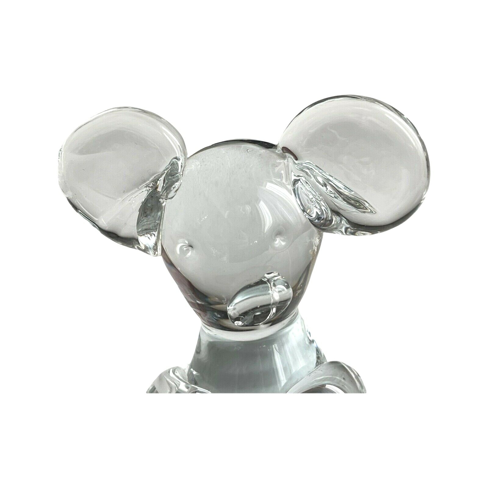 Glass Mouse Figurine Paperweight Clear Mouse Polished Bottom Few Bubbles