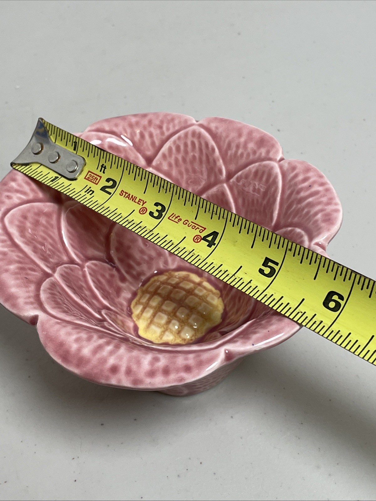 Vintage TIC Pottery USA Bowl Pink Cactus Flower Shaped Ceramic Dish