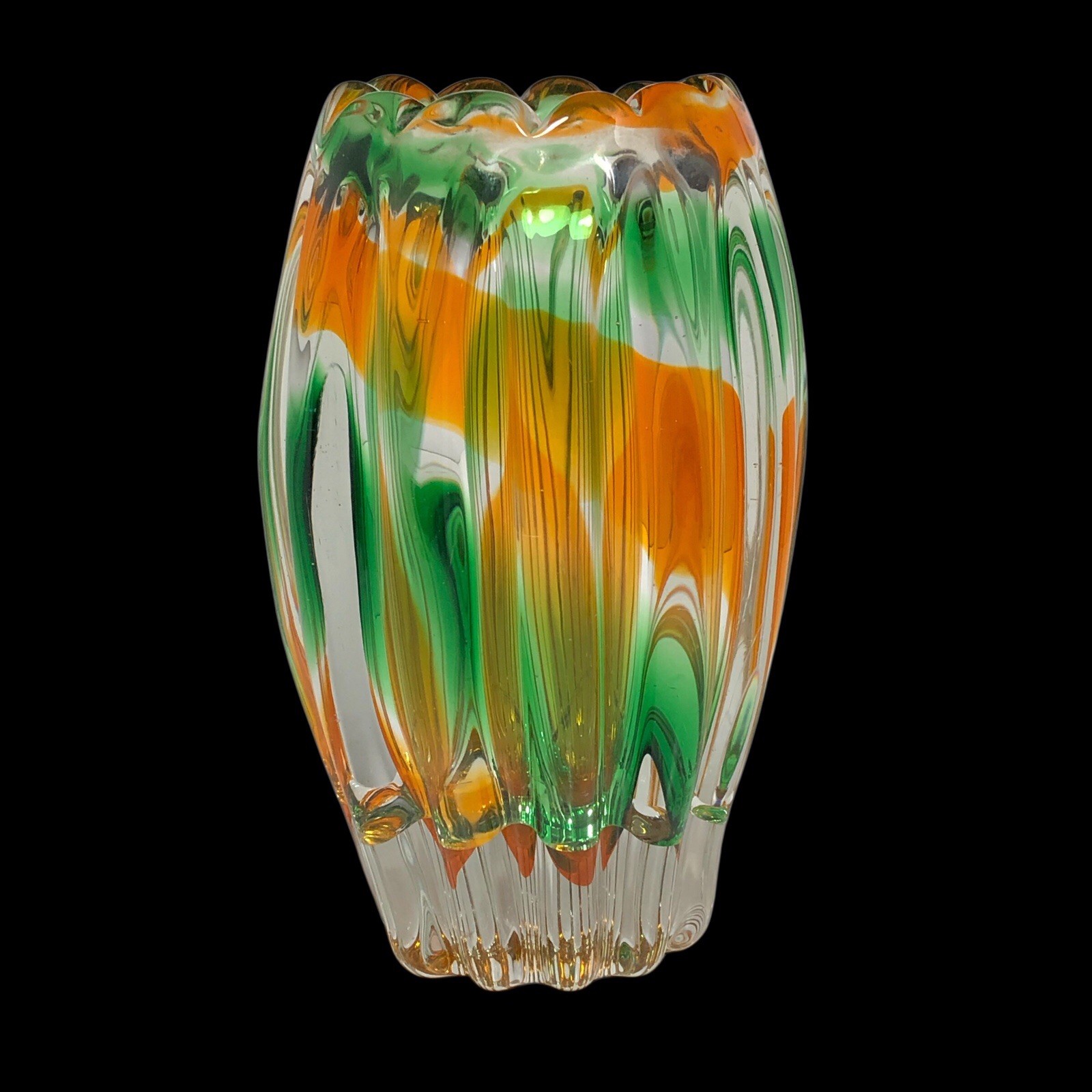Vintage Mid Century Modern 1960s Sanyu Japan Art Glass Narumi Fantasy Vase NM