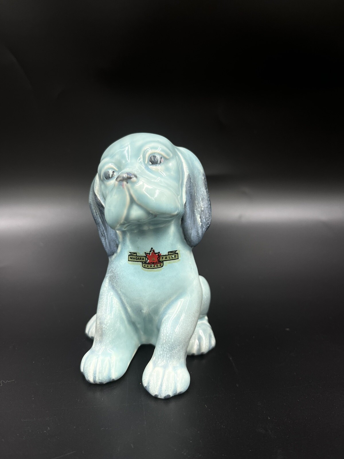 Beswick Blue Lollopy Dog Seated Drip Glazed England Pottery 454 Niagara Falls