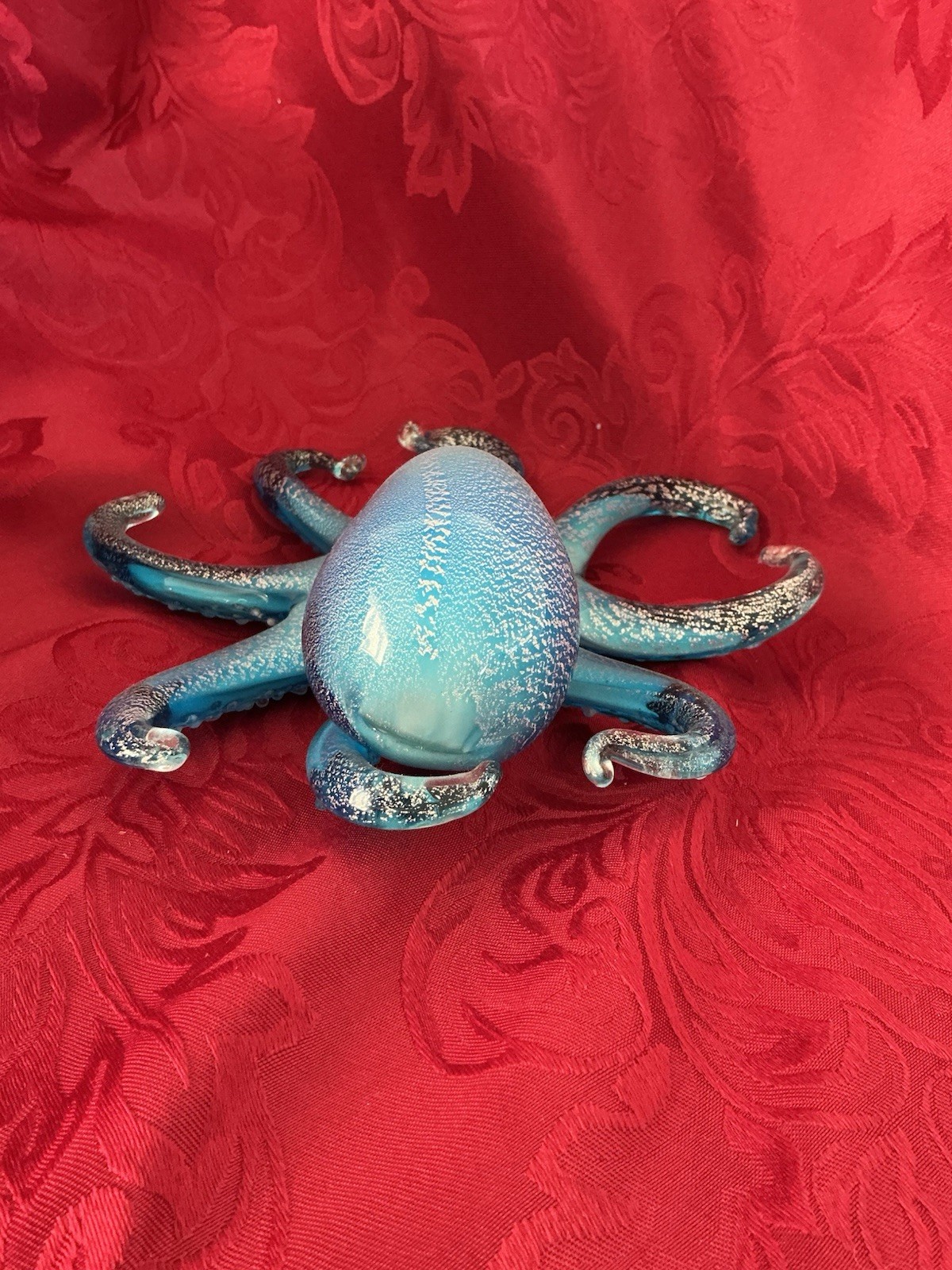 NEW FLAWLESS Stunning MURANO Italy Glass Aqua Speckled Crystal OCTOPUS Figurine