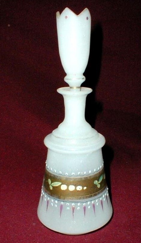 Victorian Bristol Satin Glass Vanity Perfume Barber Bottle Cruet w Crown Stopper