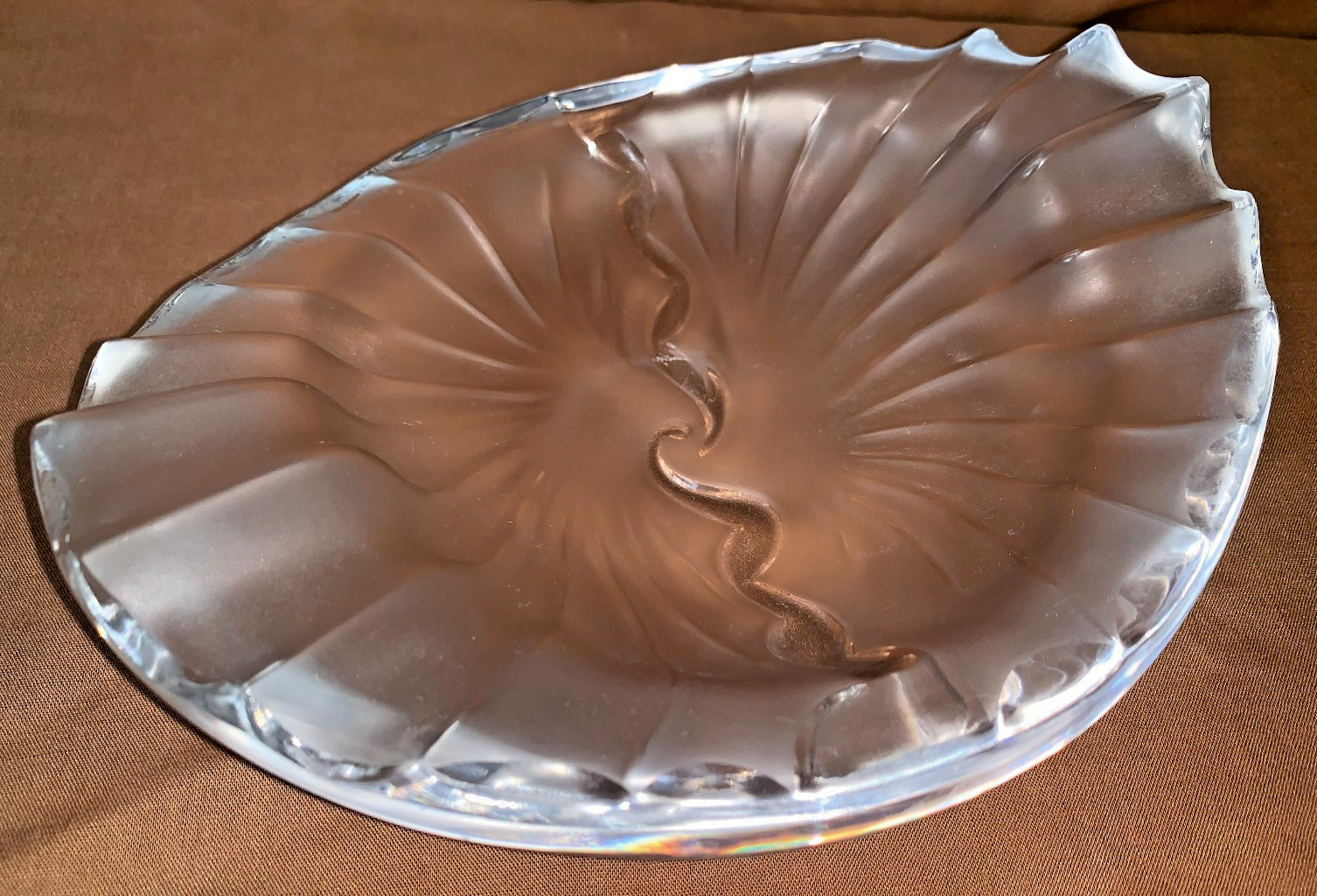 Lalique France “Nancy Cendrier” Frosted Satin Glass Ash Tray Ex Condition