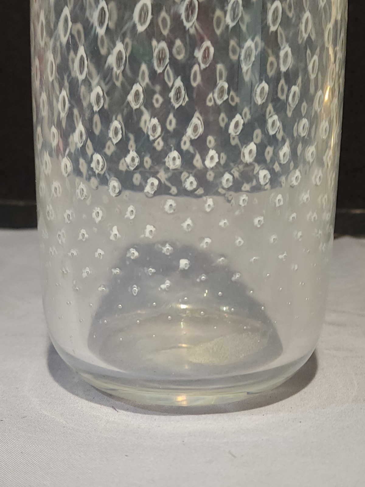 Bertil Vallien Red Rim Vase for Kosta Boda Translucent Opaque Controlled Bubbles