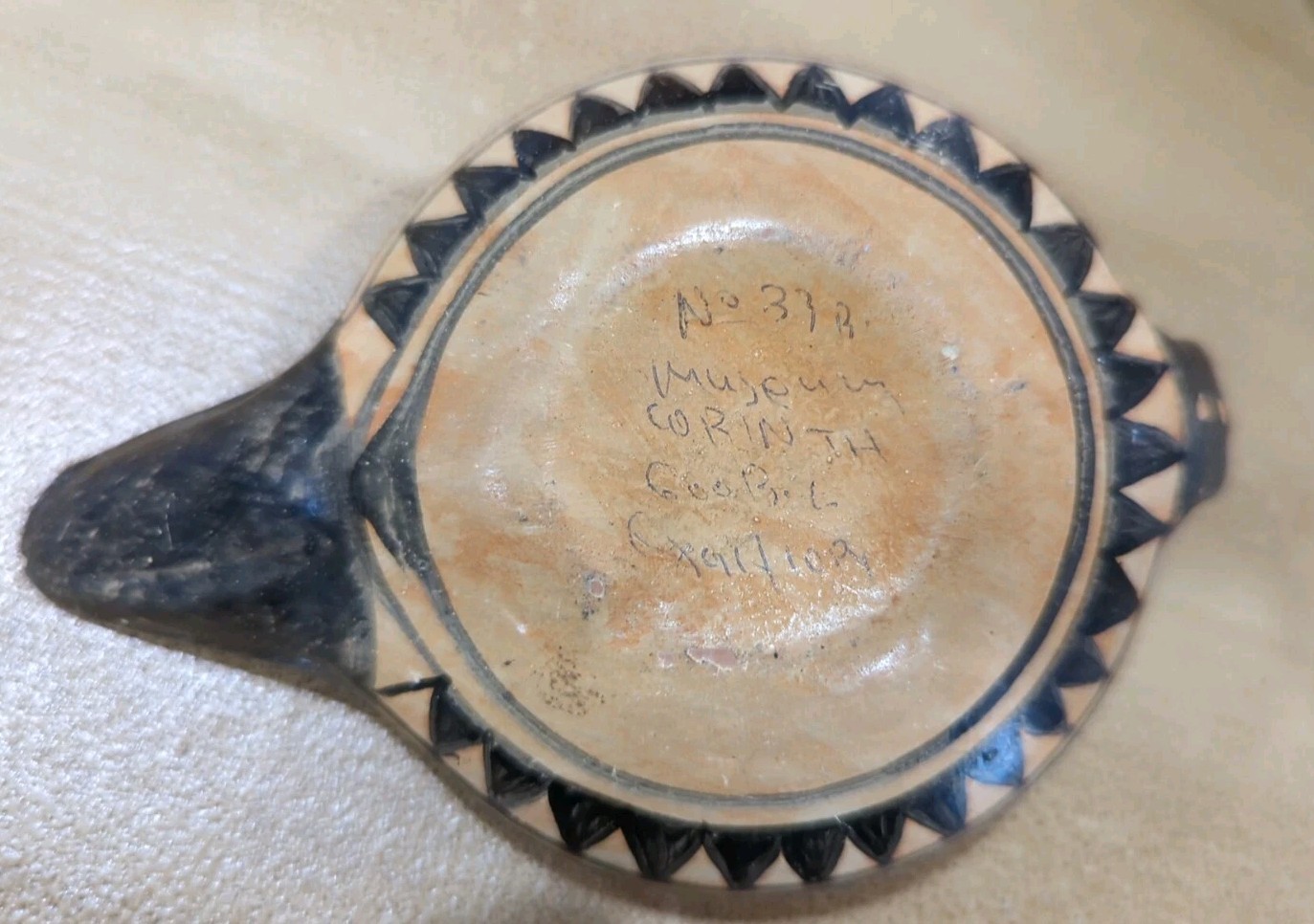 Vintage Mexican Pottery Greek Corinthian Museum Reproduction 600 BC Oil Lamp