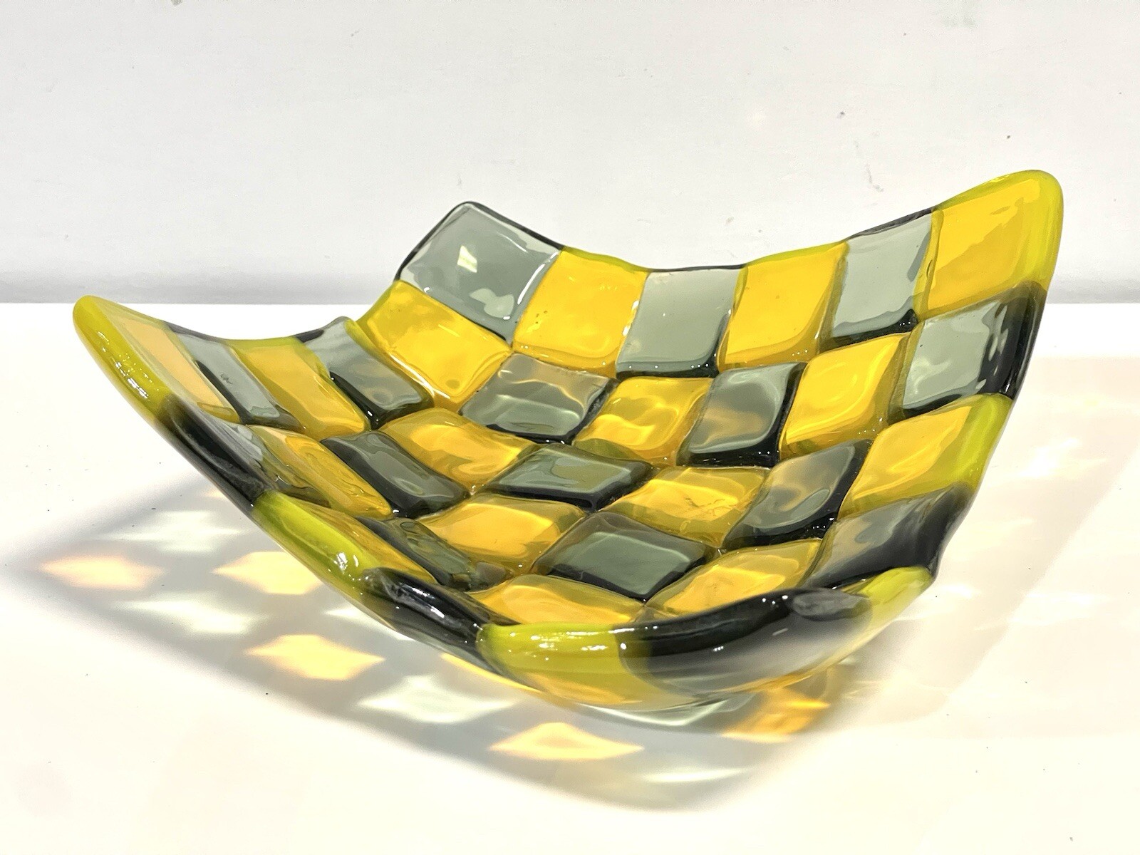 Vintage Signed Barovier & Dona Murano Patchwork Art Glass Bowl Sculpture