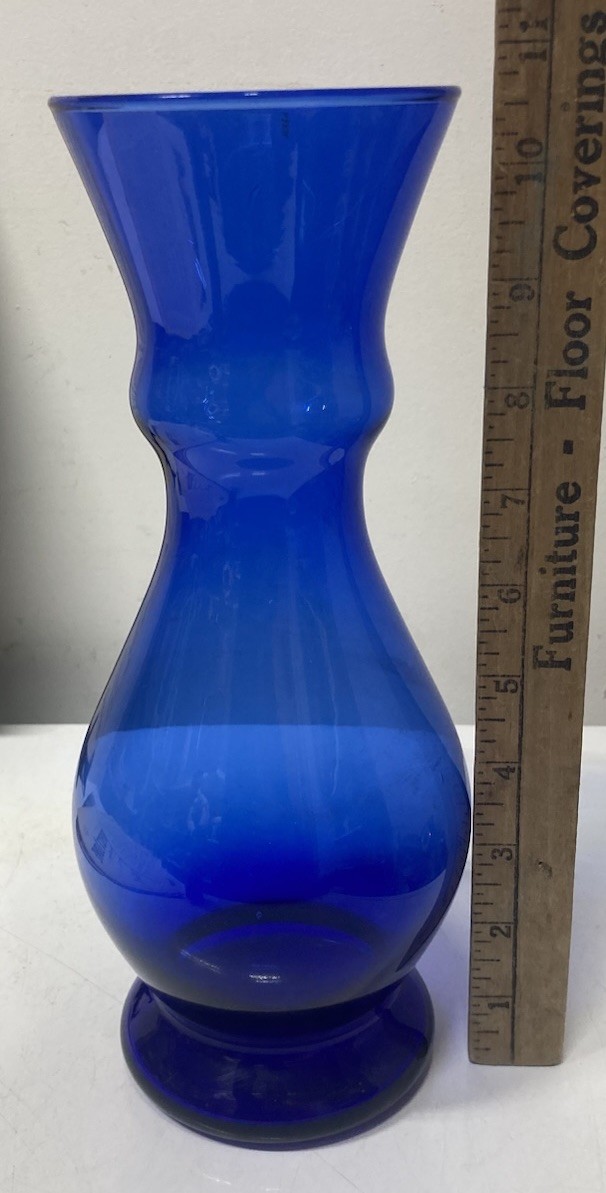 Unique Rich Cobalt Blue Glass Handblown Vase No Chips Or Cracks *READ* AS IS *
