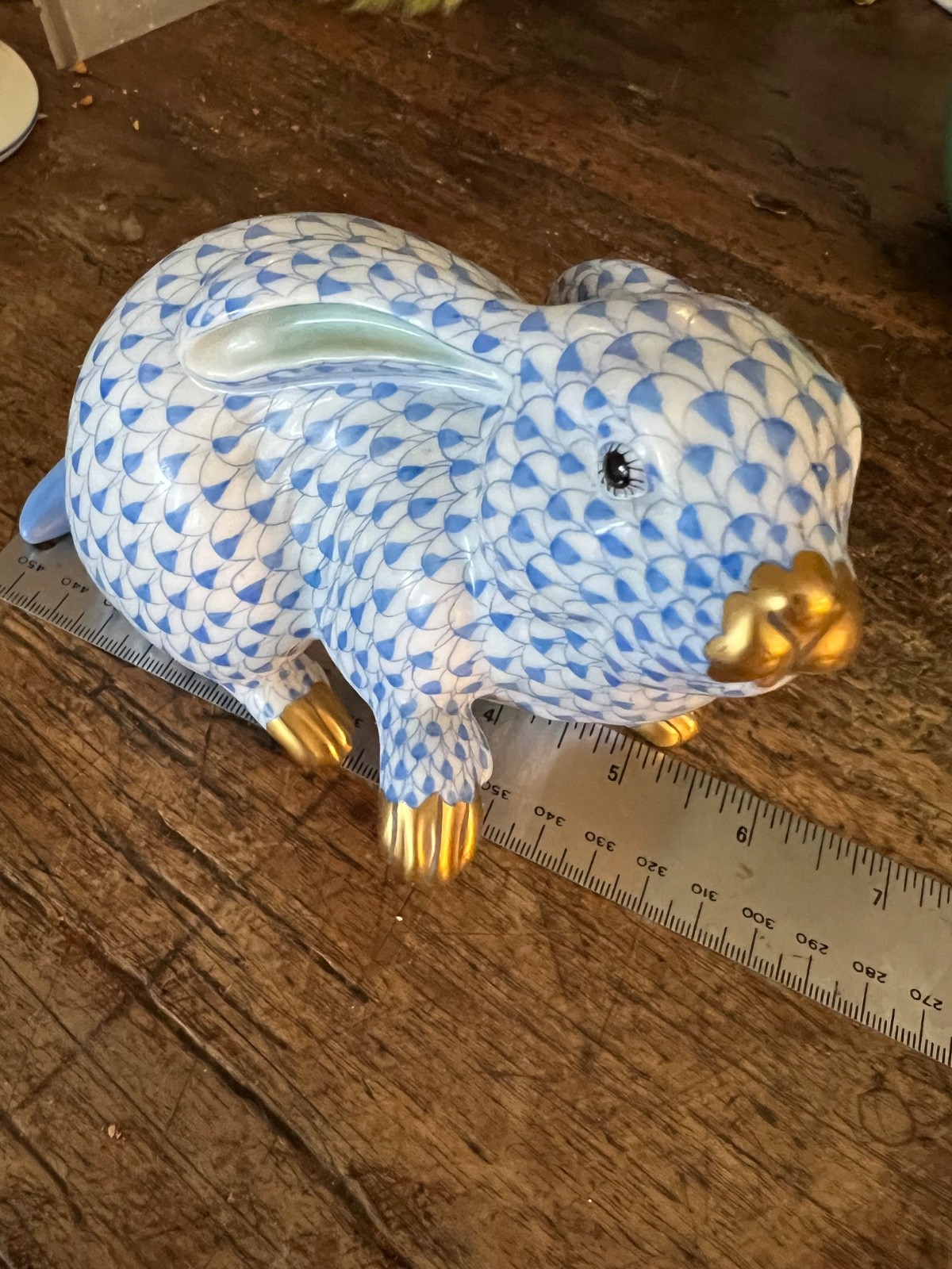 HEREND Larger BUNNY RABBIT BLUE Fishnet Figurine – HEAVENLY!!