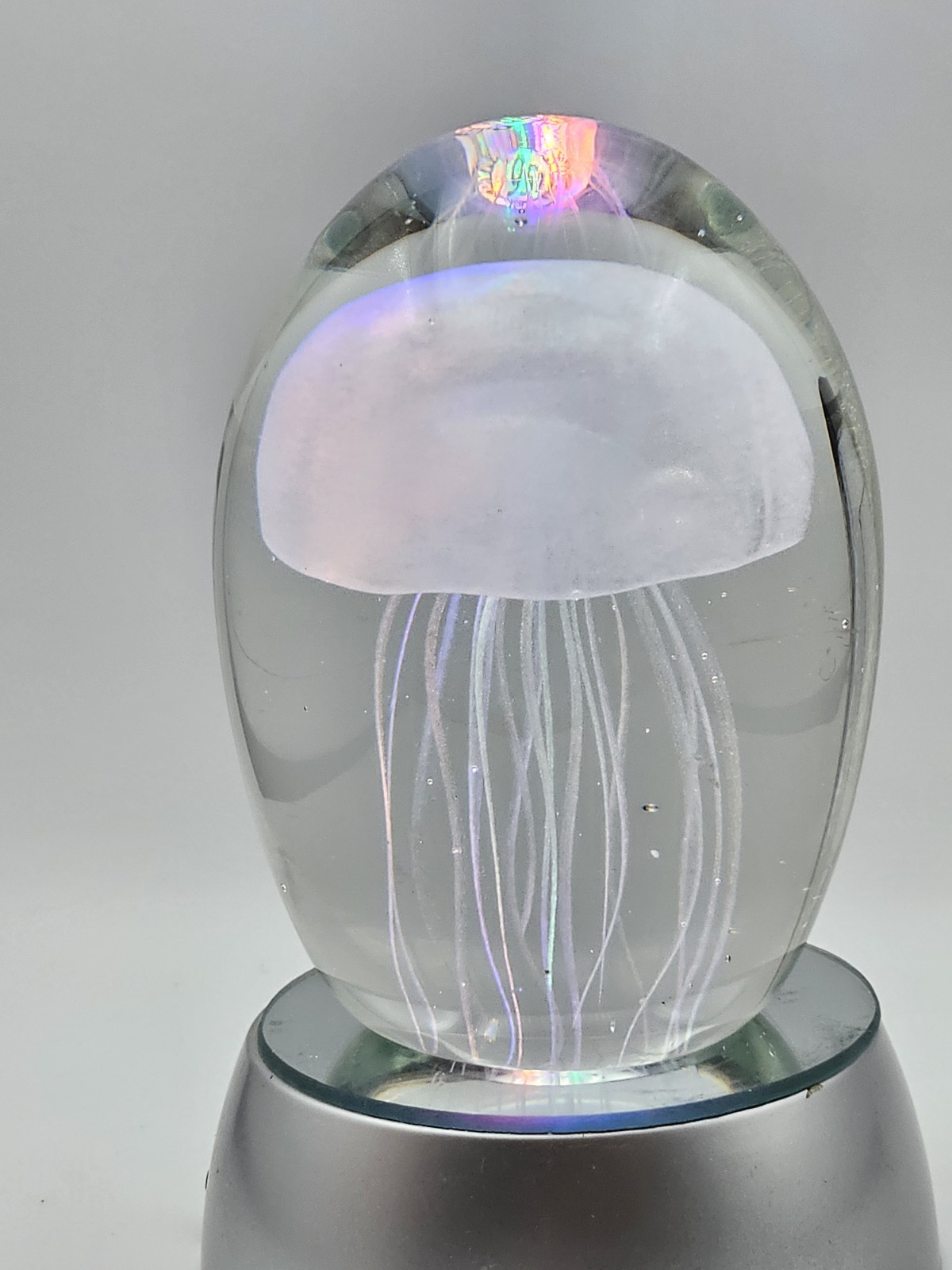 Dynasty Gallery White Clear Jellyfish Paperweight Glow in the Dark Heavy 1951