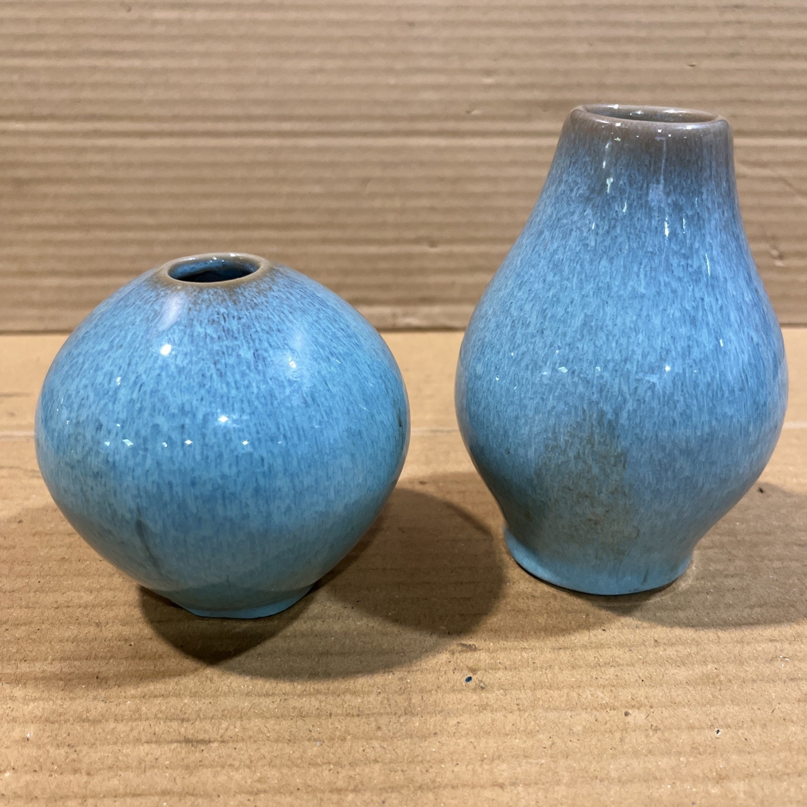 Small Ceramic Vase Green & Blue Glaze artisan pottery table centerpiece (2)
