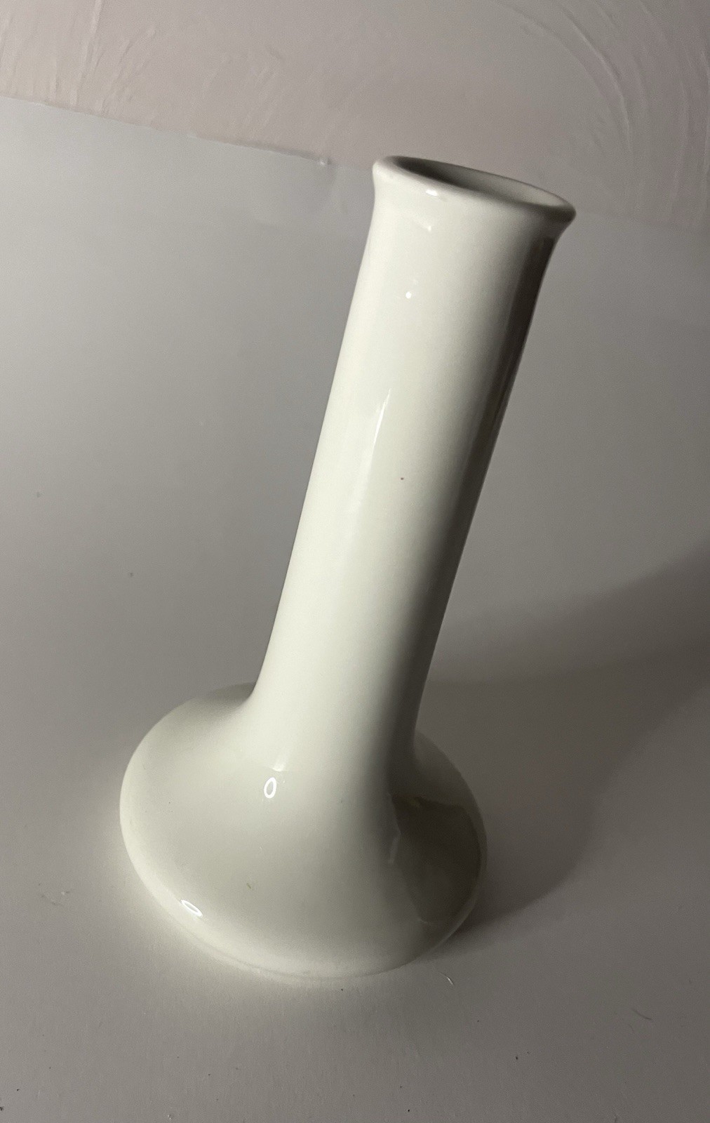Vintage Hall Pottery USA White Ceramic Bud Vase Mid Century Modern 6″H
