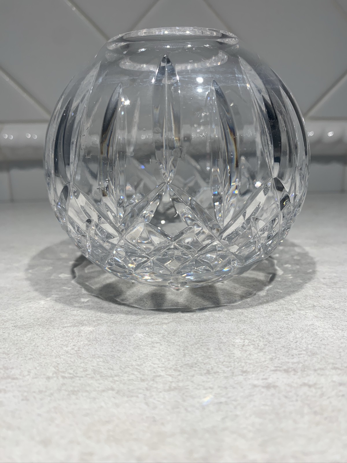 Waterford Crystal Lismore Rose Bowl Round Flower Vase Made in Ireland