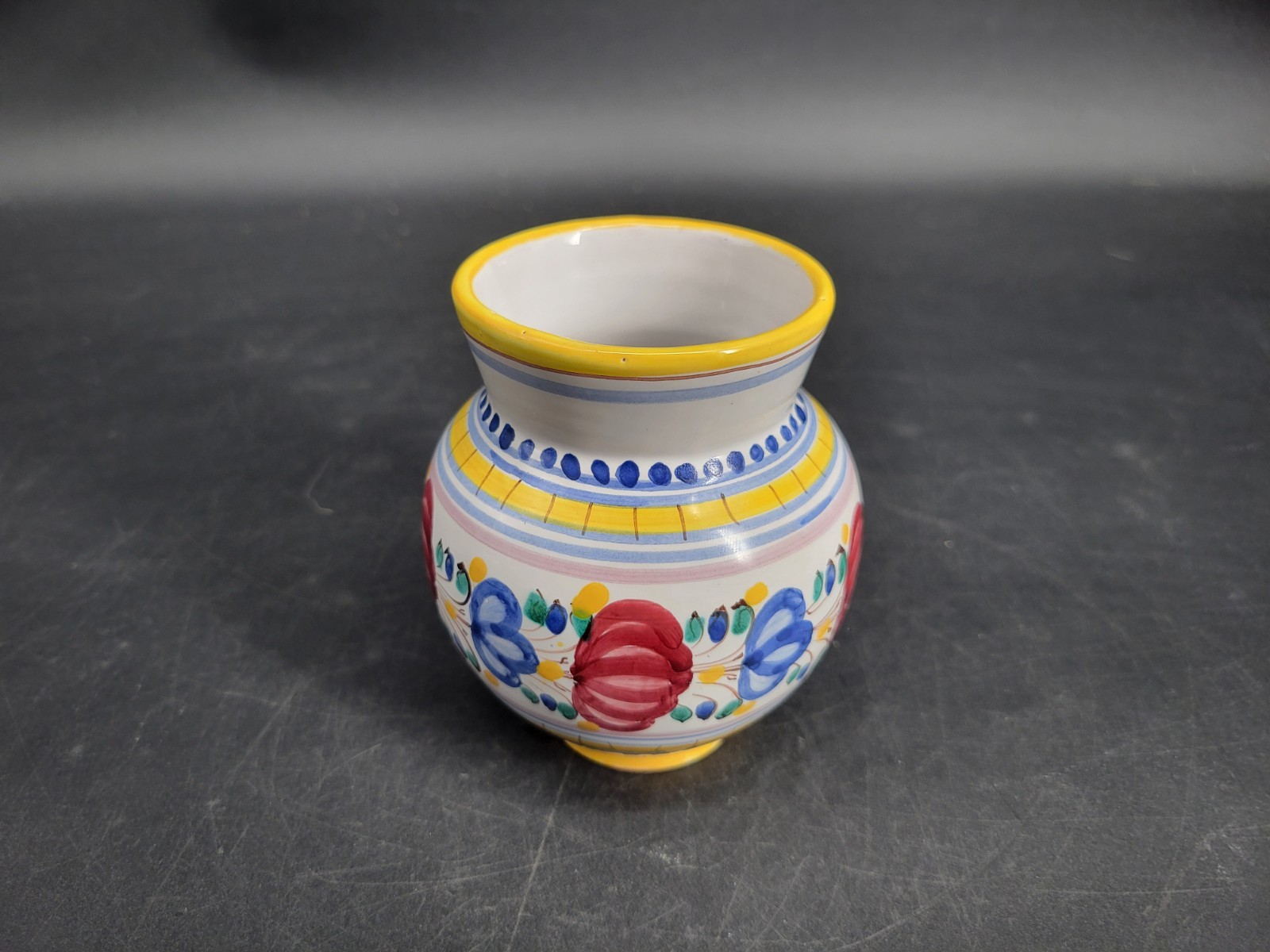 Small Handmade Floral Pottery Vase 4.5 Inches Tall Signed By the Artist