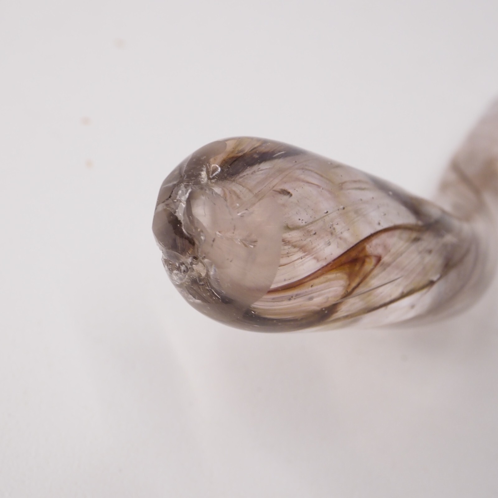 Art Glass Long Stem Clear Rose Flower 12″ 3 Petal, Hand Blown Swirls