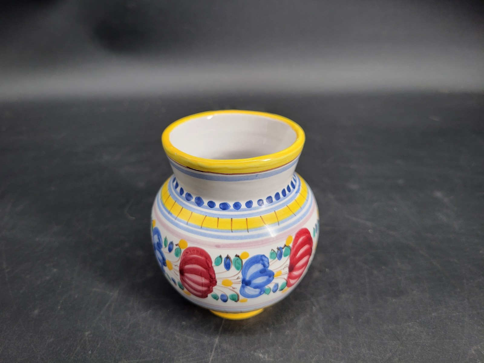 Small Handmade Floral Pottery Vase 4.5 Inches Tall Signed By the Artist