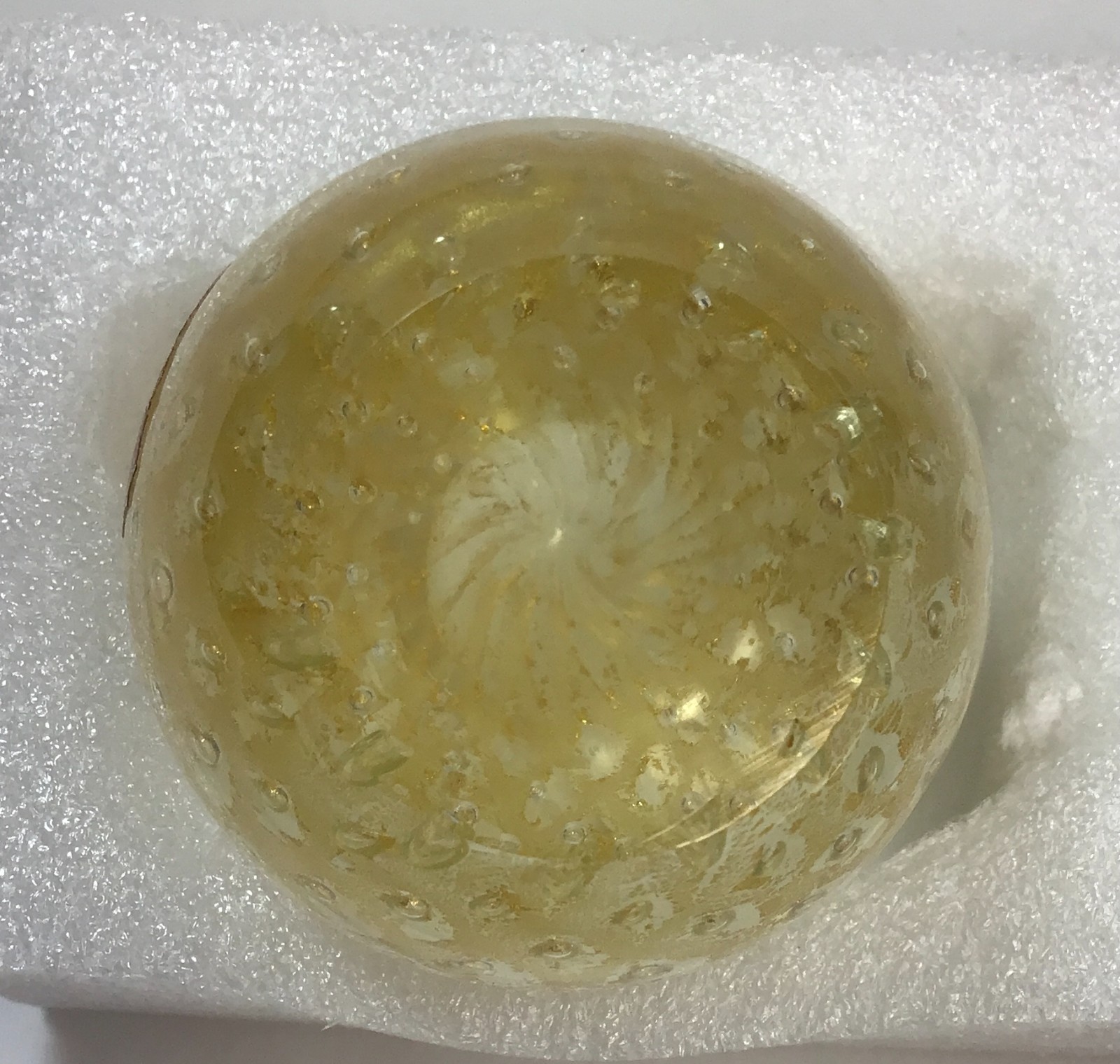 Vintage Murano Gold Leaf Specks Lattice Net Clear Egg Paperweight 3.5 inches
