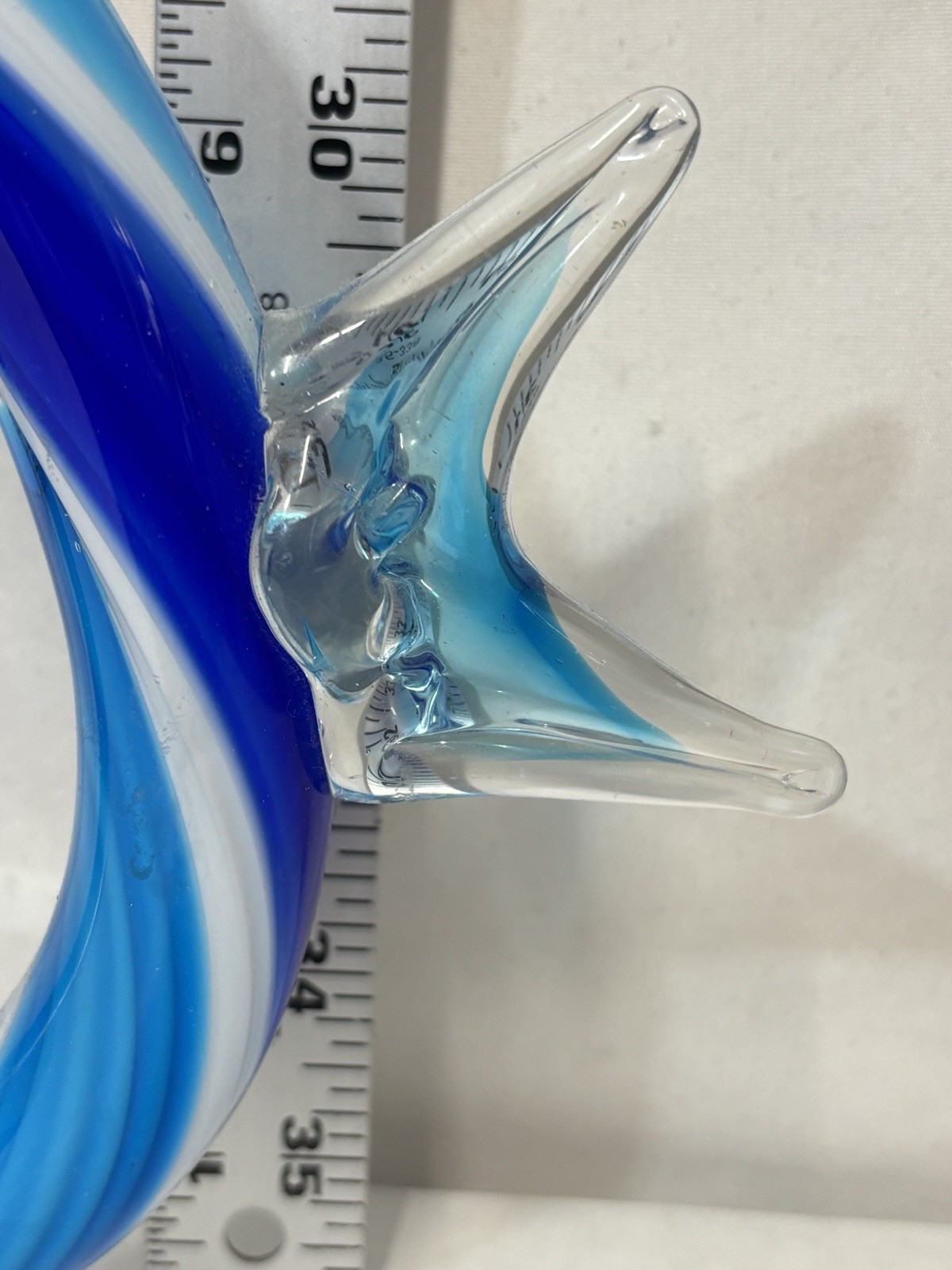 Murano Glassware 12 Inch Blue Purple White Tropical Fish Figurine Art Beauty!